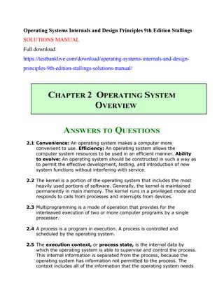 Operating systems internals and design principles 9th edition pdf download